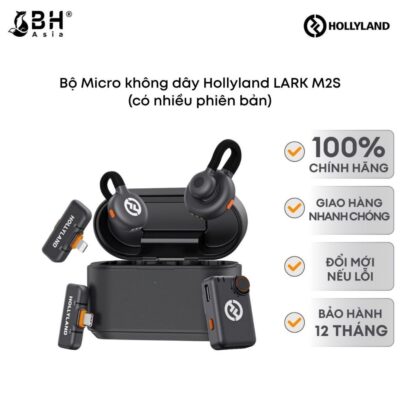 Bộ Micro thu âm không dây cài áo Hollyland LARK M2S (Camera, USB-C, Lightning) dành cho điện thoại/máy ảnh