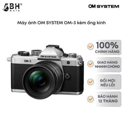 Bộ máy ảnh OM SYSTEM OM-3 kèm ống kính M.Zuiko Digital ED 12-45mm F4 PRO